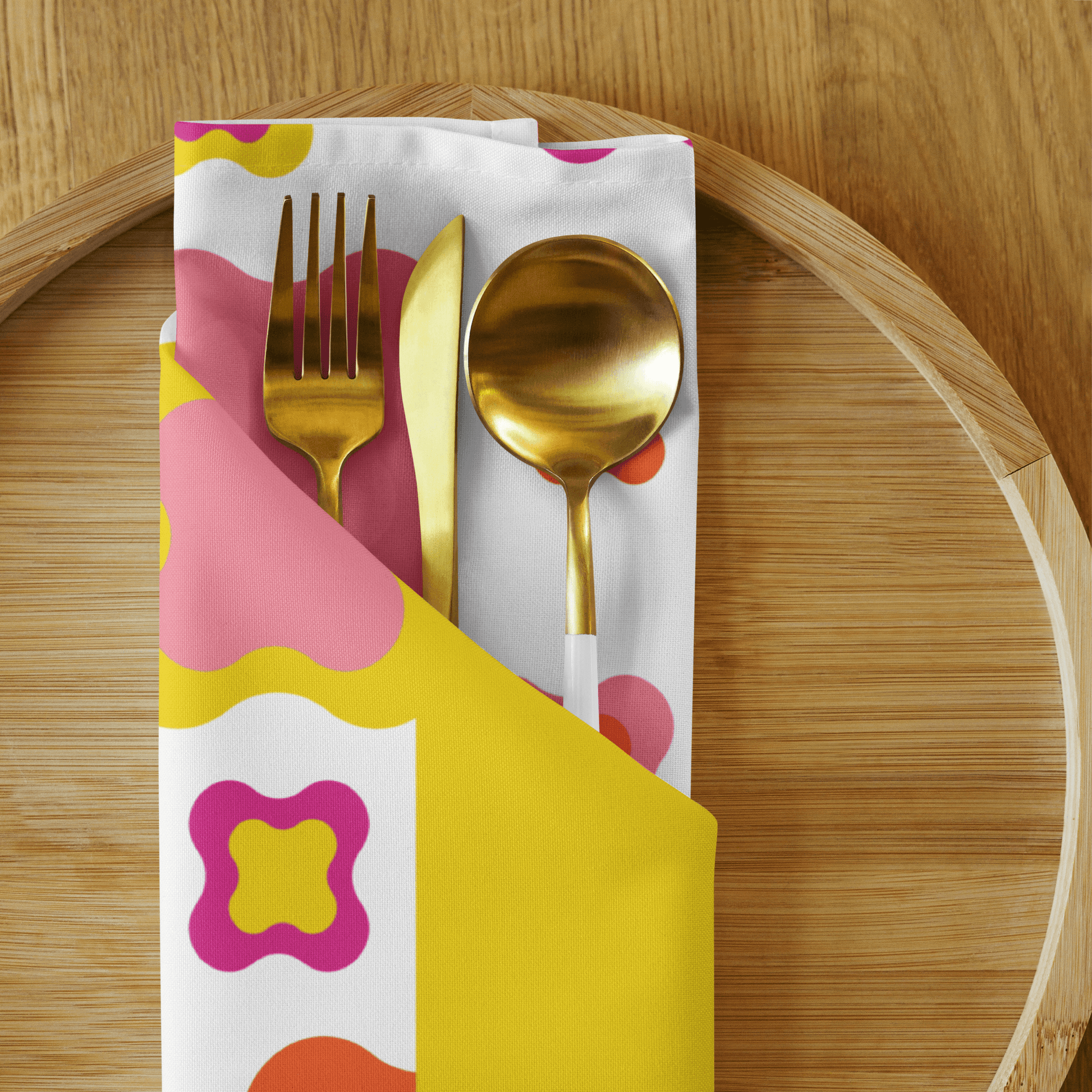 Yellow and pink Cloth napkin set of 4 - BPVPDesign