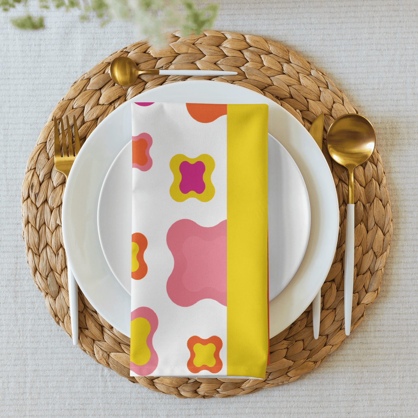 Yellow and pink Cloth napkin set of 4 - BPVPDesign