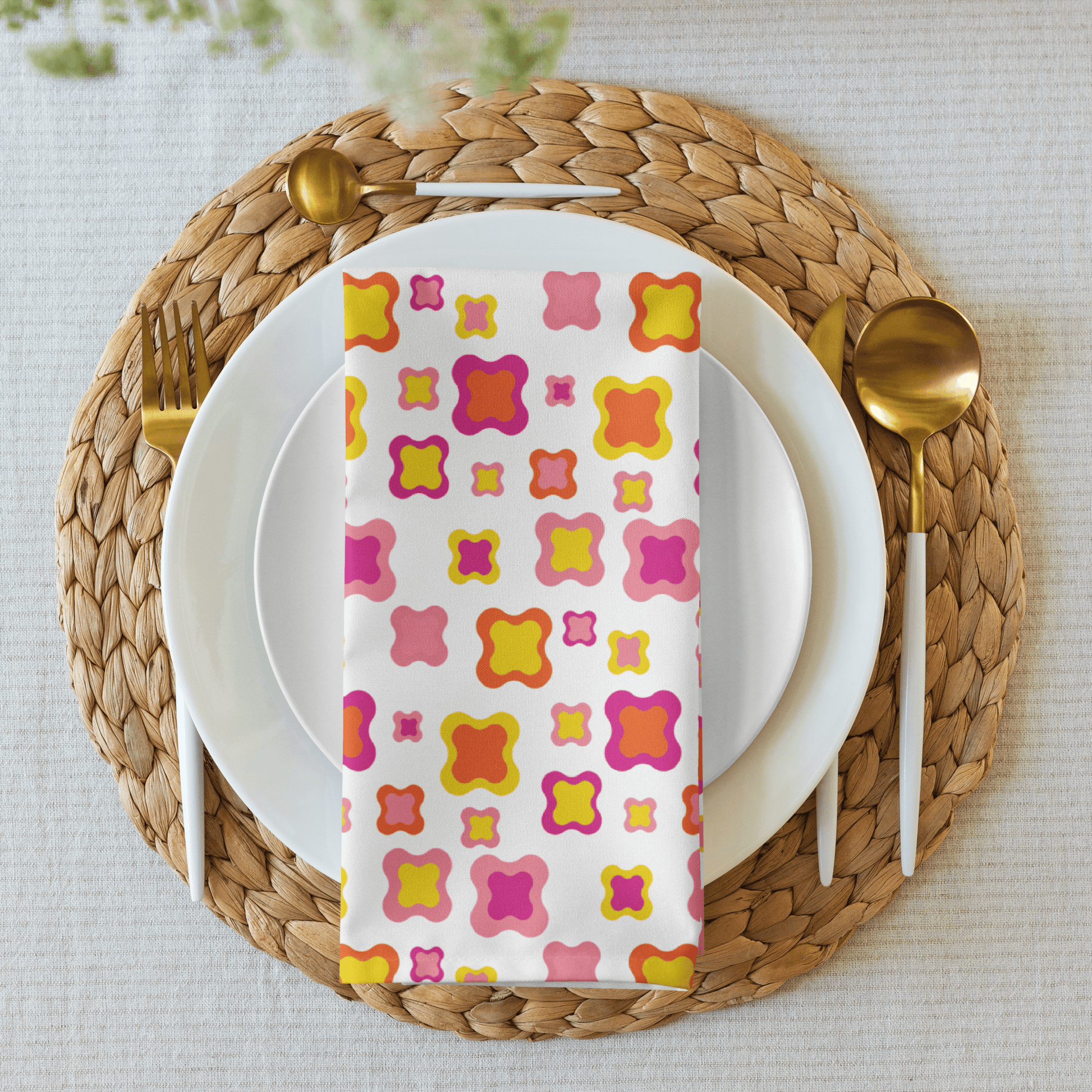 Yellow and pink Cloth napkin set of 4 - BPVPDesign