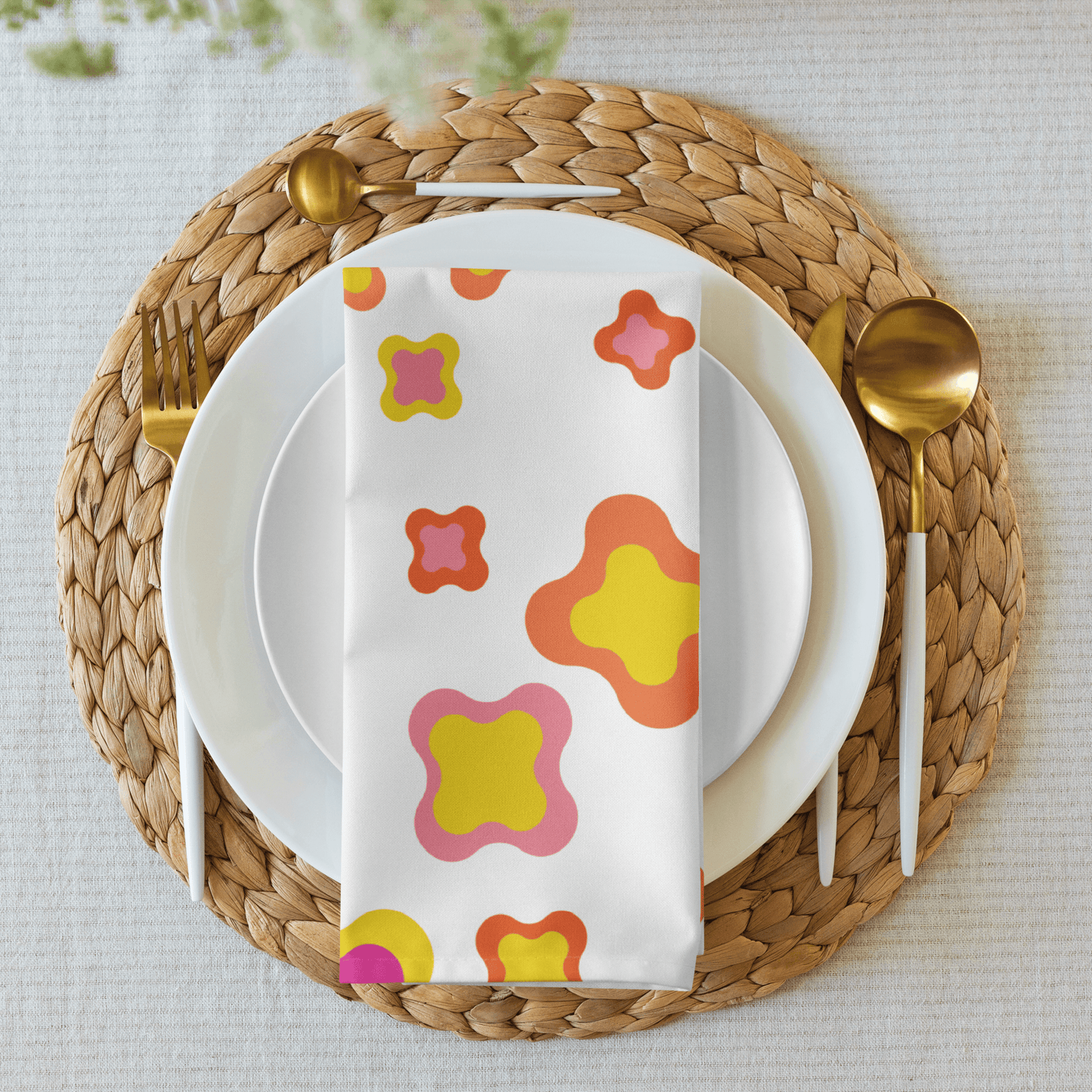 Yellow and pink Cloth napkin set of 4 - BPVPDesign