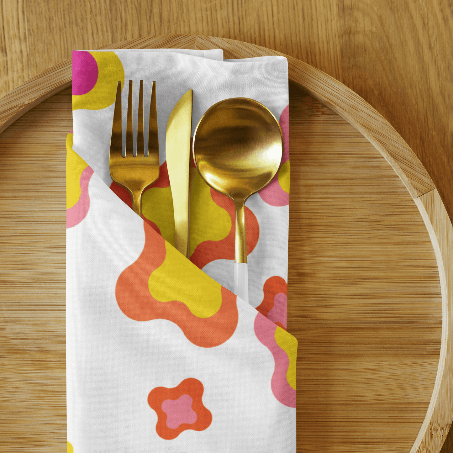 Yellow and pink Cloth napkin set of 4 - BPVPDesign